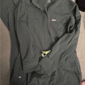 Olive Green figs Zip-Up Jumpsuit